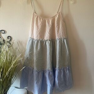 SHEIN Pink Tiered Sundress Sleeveless Casual